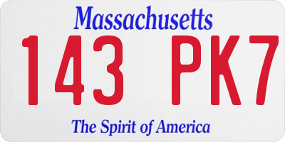 MA license plate 143PK7