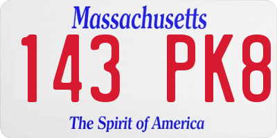 MA license plate 143PK8