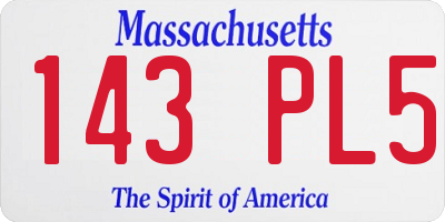 MA license plate 143PL5