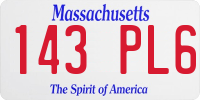 MA license plate 143PL6