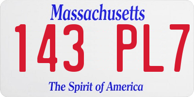MA license plate 143PL7