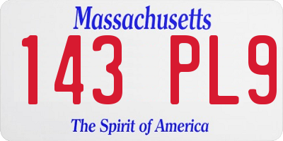MA license plate 143PL9