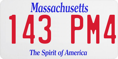 MA license plate 143PM4