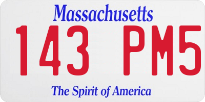 MA license plate 143PM5