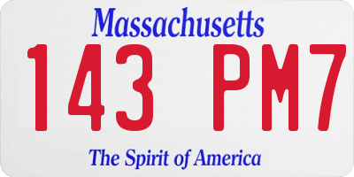 MA license plate 143PM7