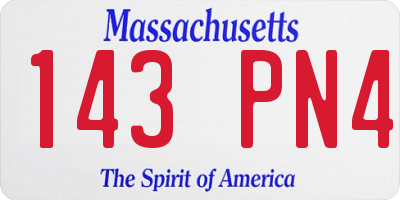 MA license plate 143PN4