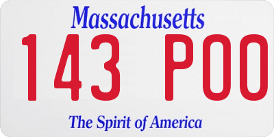 MA license plate 143PO0