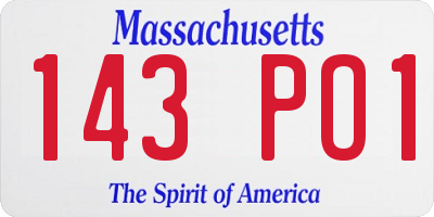 MA license plate 143PO1