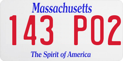 MA license plate 143PO2