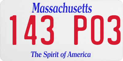 MA license plate 143PO3