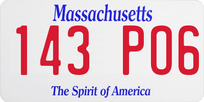 MA license plate 143PO6