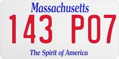 MA license plate 143PO7
