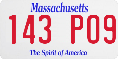 MA license plate 143PO9