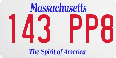 MA license plate 143PP8