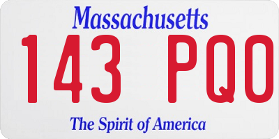 MA license plate 143PQ0