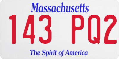 MA license plate 143PQ2