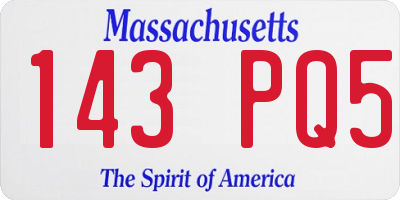 MA license plate 143PQ5