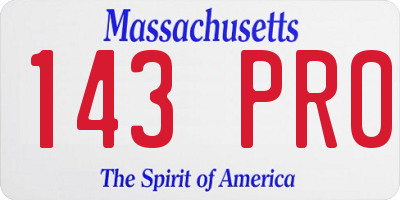 MA license plate 143PR0