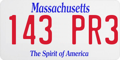 MA license plate 143PR3