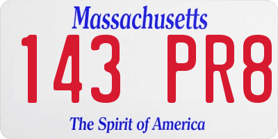 MA license plate 143PR8