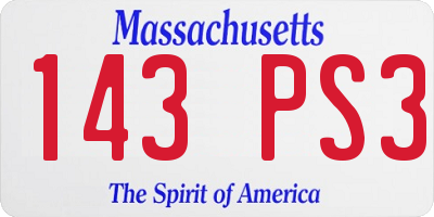 MA license plate 143PS3