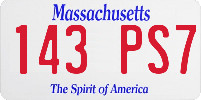 MA license plate 143PS7