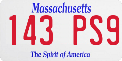 MA license plate 143PS9