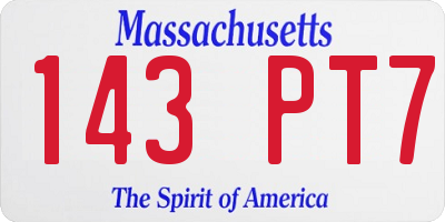 MA license plate 143PT7