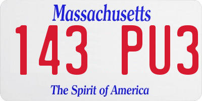 MA license plate 143PU3