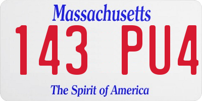 MA license plate 143PU4
