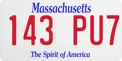 MA license plate 143PU7