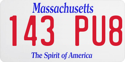 MA license plate 143PU8