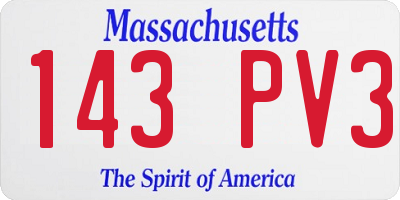 MA license plate 143PV3