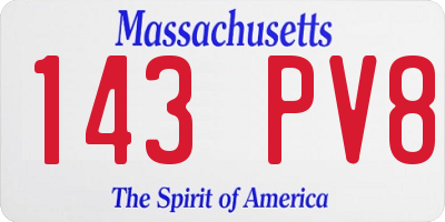 MA license plate 143PV8