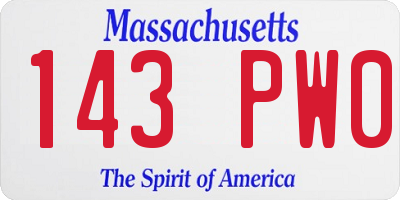 MA license plate 143PW0