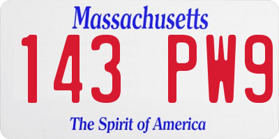 MA license plate 143PW9
