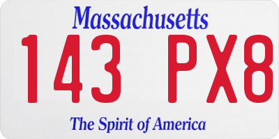 MA license plate 143PX8