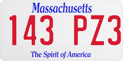 MA license plate 143PZ3