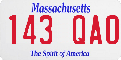 MA license plate 143QA0