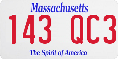 MA license plate 143QC3