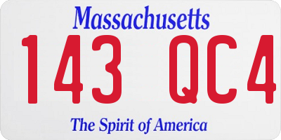 MA license plate 143QC4