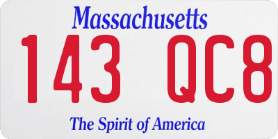 MA license plate 143QC8