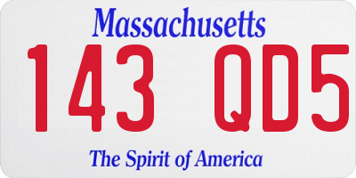 MA license plate 143QD5