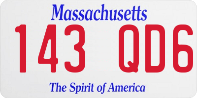 MA license plate 143QD6