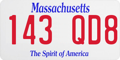 MA license plate 143QD8