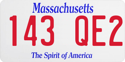 MA license plate 143QE2