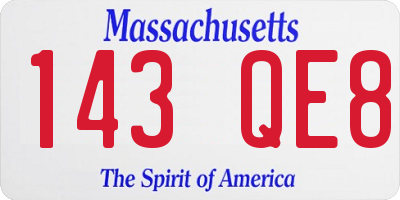 MA license plate 143QE8