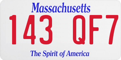MA license plate 143QF7