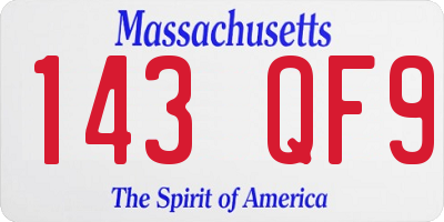 MA license plate 143QF9