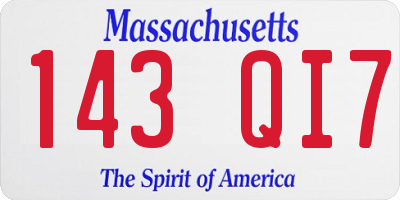 MA license plate 143QI7